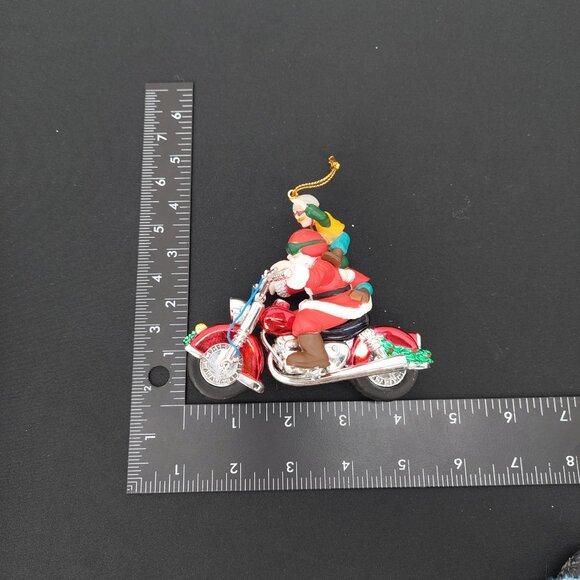 Santa & Elf Riding Motorcycle Christmas Ornament Chopper Hog Santa's Best 1995 - Picture 9 of 9